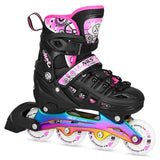 NILS EXTREME NH10905 4in1 LED Inliner Schlittschuhe Rollschuhe Gr. 35-38, Pink-Rainbow, verstellbar