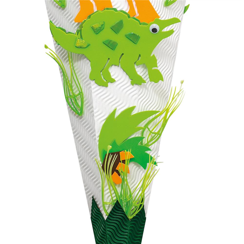 Roth Schultüte-Bastelset, Dinosaurier, 68cm, eckig, Rot(h)-Spitze, Kreppverschluss