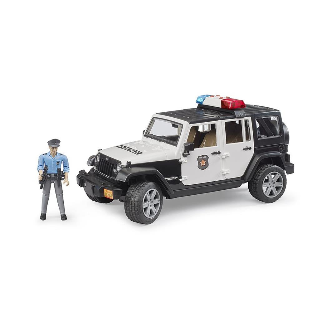 Bruder 02526 - Jeep Wrangler Rubicon Unlimited Polizeifahrzeug mit Polizist und Ausstattung