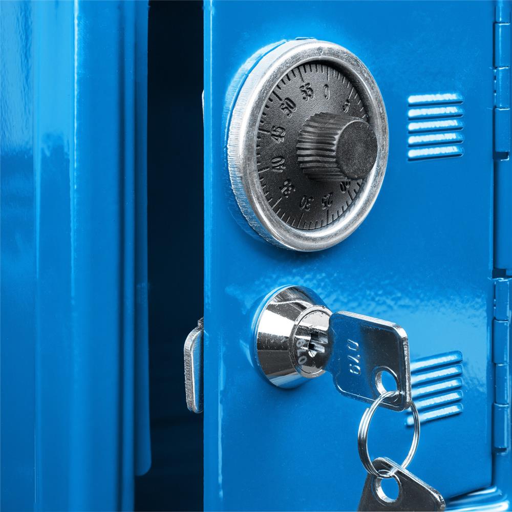 Idena Spartresor mit Zahlenschloss & Schlüsselschloss Blau aus Metall Spardose