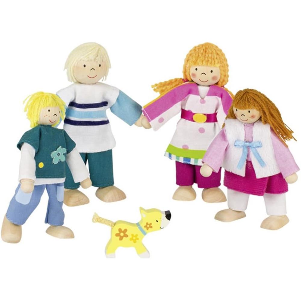 Goki Biegepuppen Familie Susibelle, 4 Puppen und 1 Hund