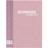 Roth Zeugnismappe Pattern mit Buchschrauben Dusty Rose, mit 12 A4 Klarsichthüllen, im Buchleineinband