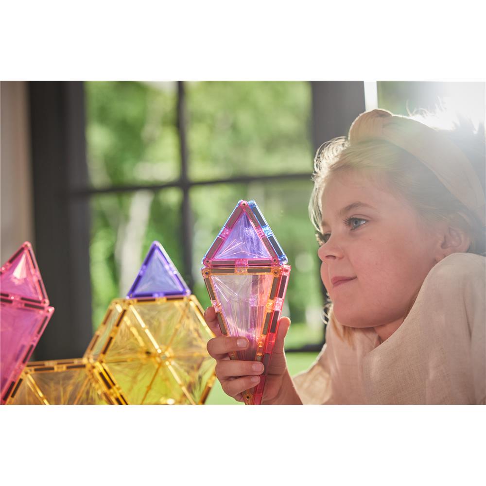 Cleverclixx Geometrie-Bausatz in Pastellfarben 45 Teile, geometrische Bausteine, Magnetspielzeug