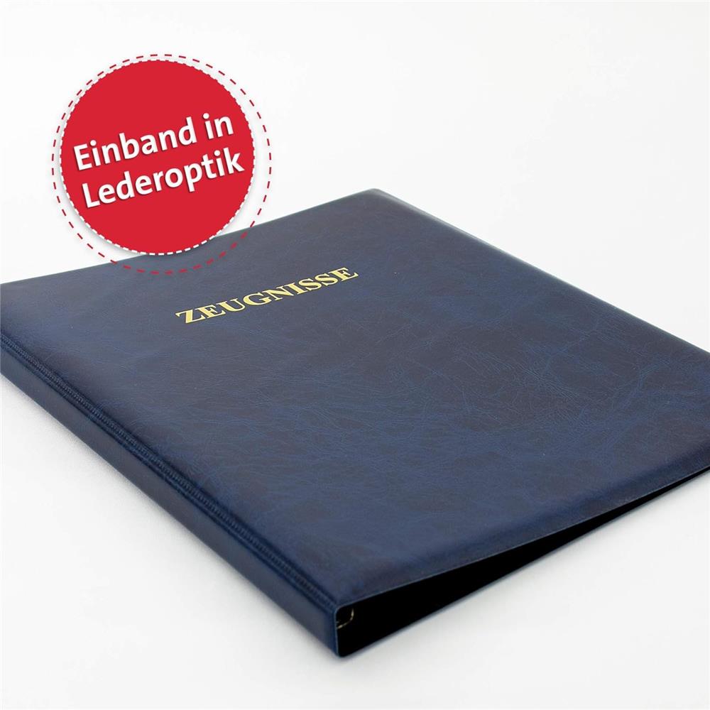 Roth Zeugnismappe Ringbuch A4 Dunkelblau, wattierter Einband, goldene Schrift, ohne Einlagen