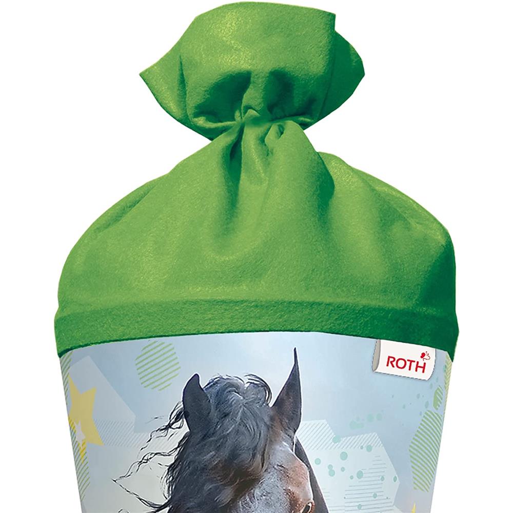Roth Schultüte Power Pferd, 70cm, rund, Rot(h)-Spitze, Filzverschluss