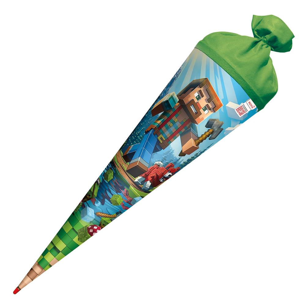 Roth Schultüte Block Game, 70cm, rund, Rot(h)-Spitze, Filzverschluss