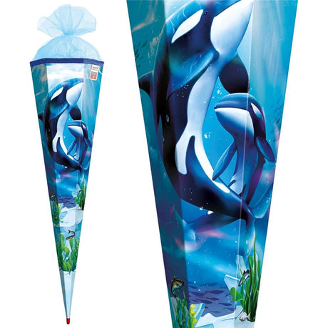 Roth Schultüte Orcas, 85cm, eckig, Rot(h)-Spitze, Tüllverschluss