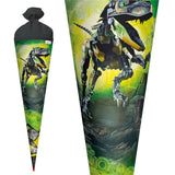 Roth Schultüte Dinosaurier Robo-Rex, 70cm, rund, Rot(h)-Spitze, Filzverschluss, Folieneffekt