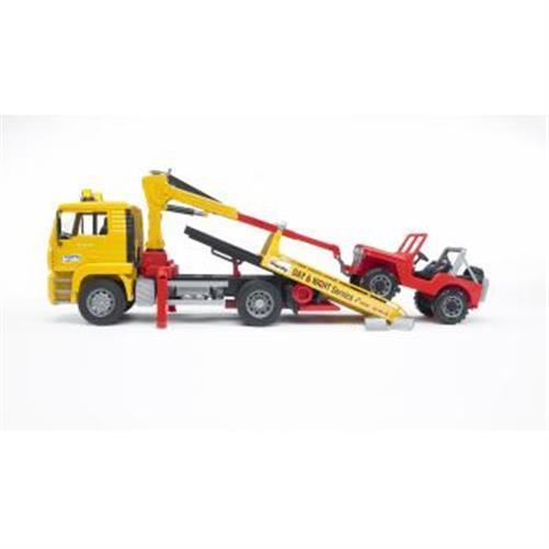 Bruder 02750 - MAN TGA Abschlepp-LKW mit Geländewagen, 1:16