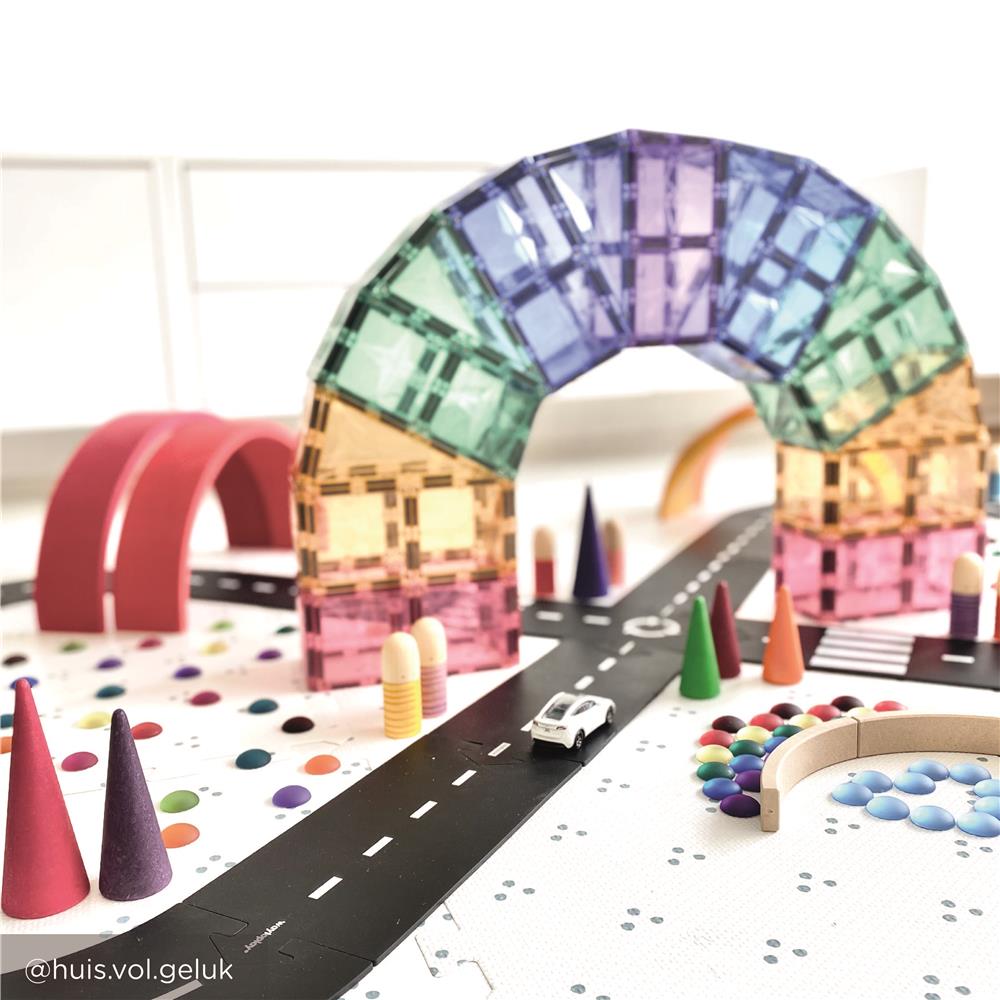 Cleverclixx Großer Kreativ-Bausatz in Pastellfarben 125 Teile, Magnetfliesen, Magnetspielzeug