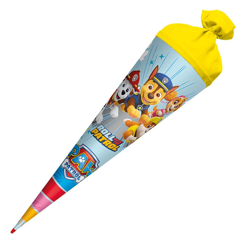 Roth Schultüte Paw Patrol, 70cm, rund, mit Rot(h)-Spitze und gelbem Filzverschluss