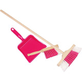 goki Kinderbesen Set 3-teilig, pink, Besen Kehrschaufel Handfeger Holz