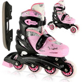 NILS EXTREME NH18331 4in1 Inliner Schlittschuhe Rollschuhe Gr. 35-38, Rosa, verstellbar