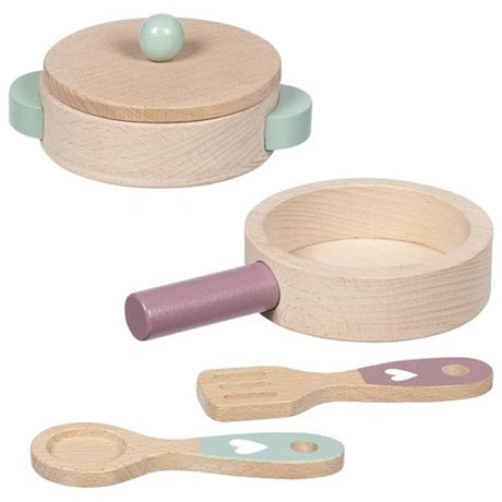 goki Kochset Küchenliebe – Holzspielzeug 5-teilig, für Kinder ab 2 Jahren