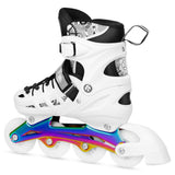 NILS EXTREME NH10905 4in1 LED Inliner Schlittschuhe Rollschuhe Gr. 31-34, Weiß-Rainbow, verstellbar