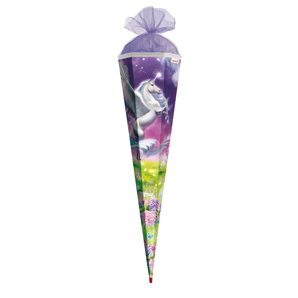 Roth Schultüte Magic Pegasus, 85cm, eckig, Rot(h)-Spitze, Tüllverschluss, Glitter