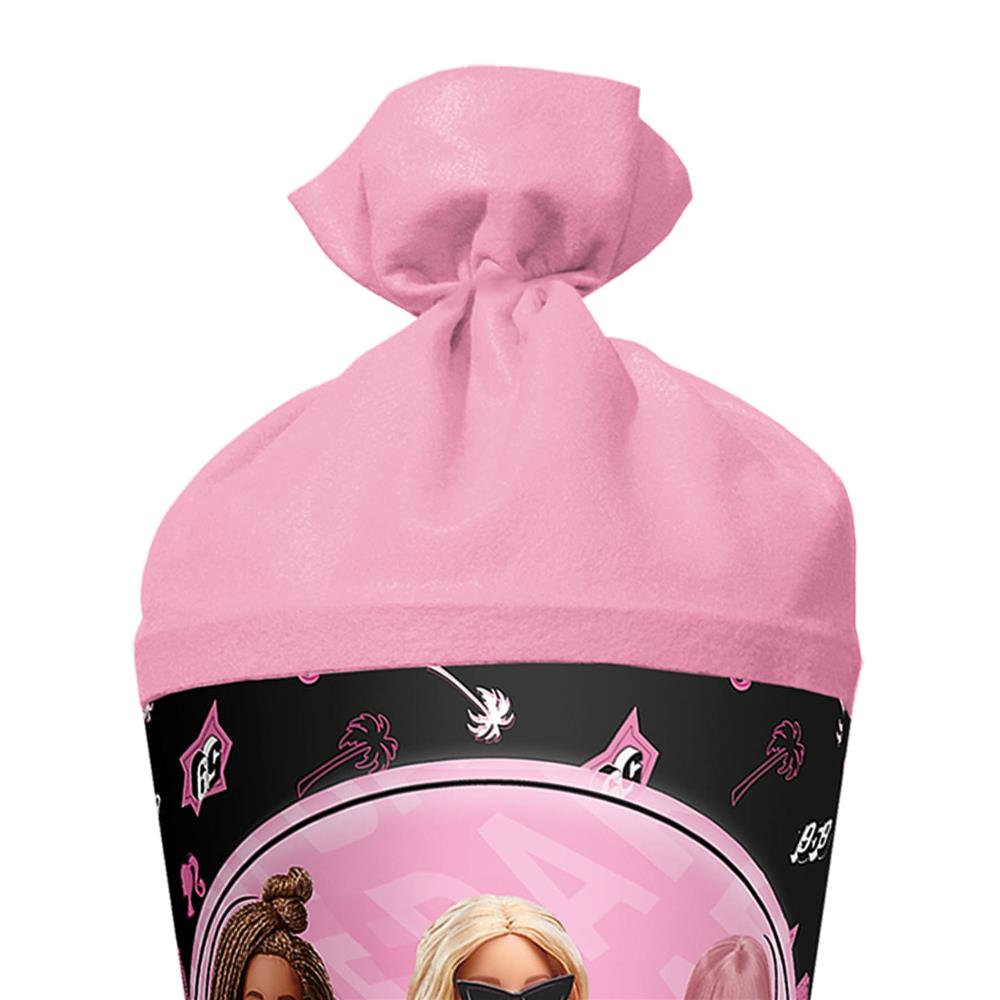 Roth Schultüte Barbie, 70cm, rund, mit Rot(h)-Spitze und rosafarbenem Filzverschluss