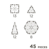 Cleverclixx Geometrie-Bausatz in Pastellfarben 45 Teile, geometrische Bausteine, Magnetspielzeug