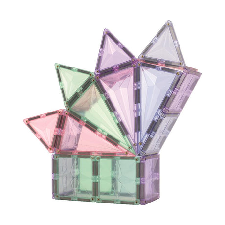 Cleverclixx Geometrie-Bausatz in Pastellfarben 45 Teile, geometrische Bausteine, Magnetspielzeug