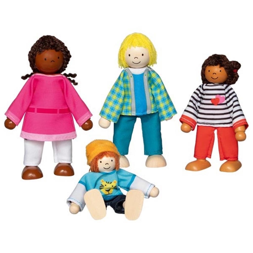 goki Biegepuppen Interkulturelle Familie, 4 Puppen