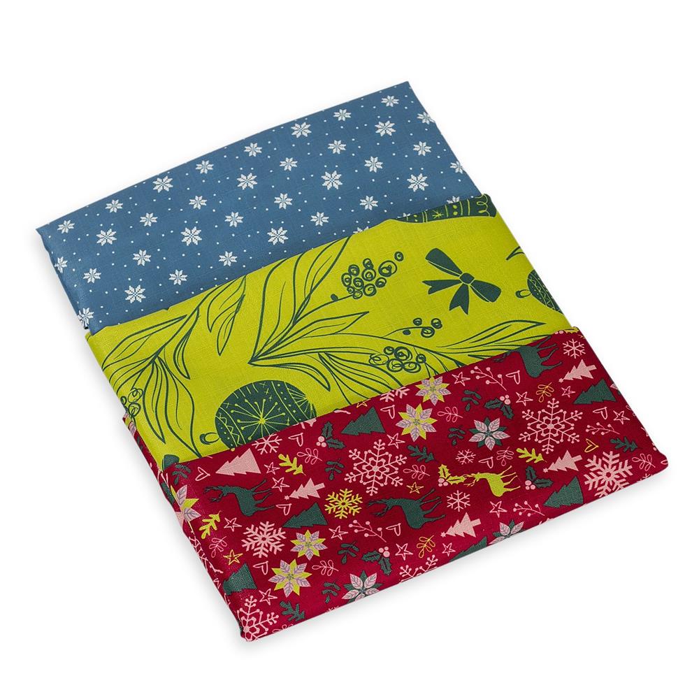 Roth Geschenktuch 3er Set X-Mas Furoshiki nachhaltig 2x 50 x 50 cm, 1x 80 x 80 cm
