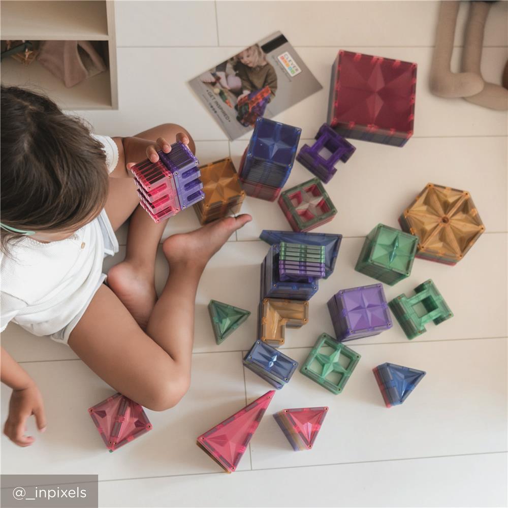 Cleverclixx Mega-Kreativ-Bausatz in Pastellfarben 210 Teile , vielseitige Formen, Magnetspielzeug