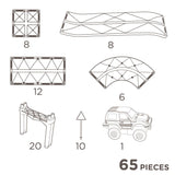 Cleverclixx Autobahn-Bausatz in Knallfarben 65 Teile, Magnetspielzeug Rennstrecke mit Auto & Verkehrsschilder