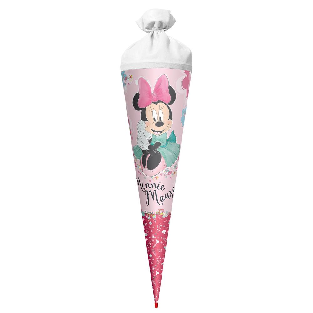 Roth Schultüte Disney Minnie Maus, 70cm, rund, mit Rot(h)-Spitze und weißem Filzverschluss