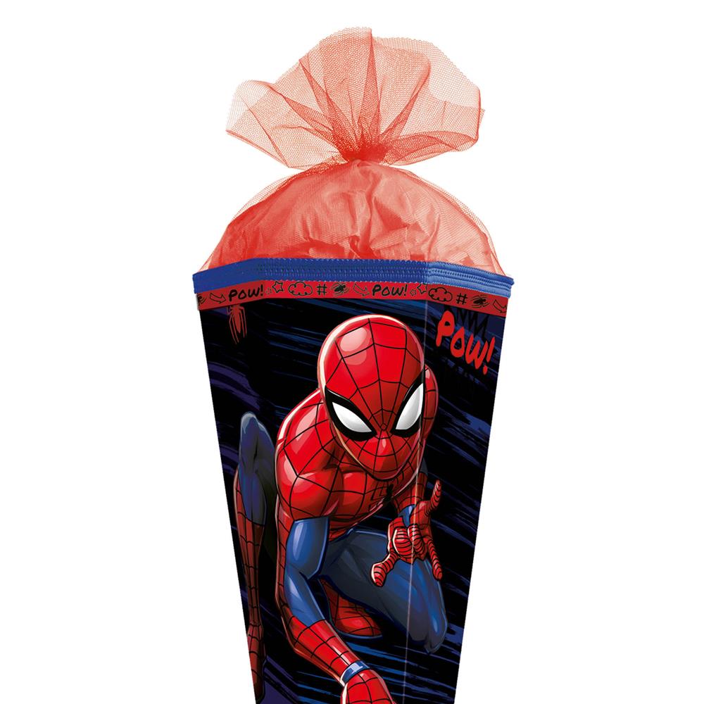 Roth Schultüte Marvel Spiderman, 85cm, eckig, mit Rot(h)-Spitze, rotem Tüll und Spezialborte
