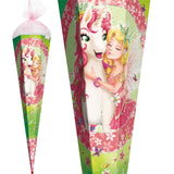 Roth Schultüte Einhornglück, 85cm, eckig, Rot(h)-Spitze, Tüllverschluss, Glitzer, Glitzerborte