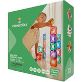 Cleverclixx Kugelbahn Kompakt-Bausatz Knallfarben 60 Teile, Erweiterungsset, Murmelbahn, Magnetspielzeug