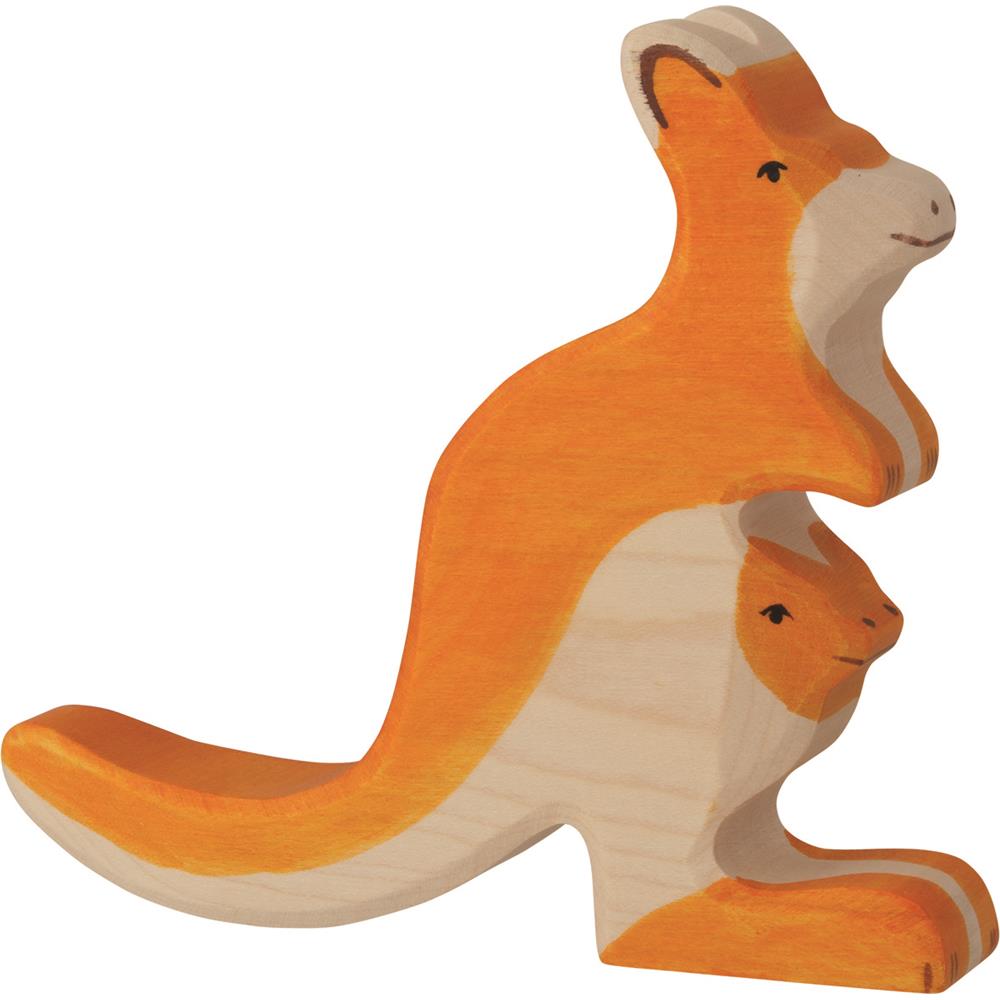 Holztiger Holzfigur - Känguruh mit Jungem, Holzspielzeug, ab 3 Jahren