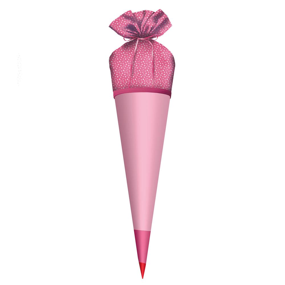 Roth Schultüte Stoffbezug mit Satinschleife in Rosa, 70cm, rund, zum Aufbügeln