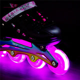 NILS EXTREME NH10905 4in1 LED Inliner Schlittschuhe Rollschuhe Gr. 35-38, Pink-Rainbow, verstellbar