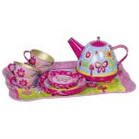 goki Teeservice Funky Flowers aus Metall 14 Teile, für Kinder ab 2 Jahren