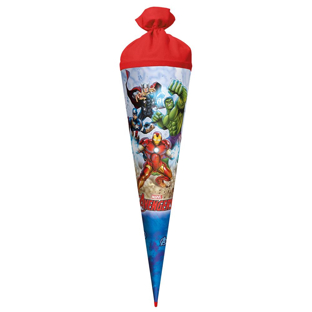Roth Schultüte Marvel Avengers, 70cm, rund, mit Rot(h)-Spitze und rotem Filzverschluss
