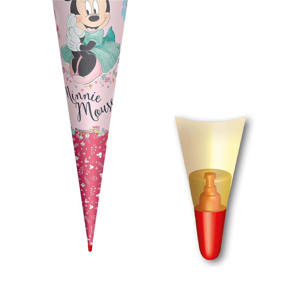 Roth Schultüte Disney Minnie Maus, 70cm, rund, mit Rot(h)-Spitze und weißem Filzverschluss