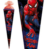 Roth Schultüte Marvel Spiderman, 85cm, eckig, mit Rot(h)-Spitze, rotem Tüll und Spezialborte