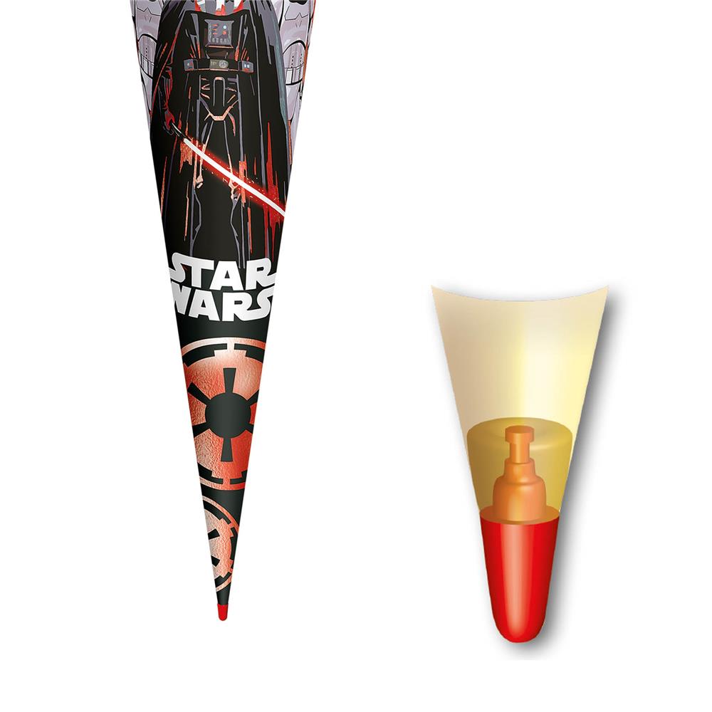 Roth Schultüte Disney Star Wars mit Folieneffekt, 70cm, rund, mit Rot(h)-Spitze und schwarzem Filz