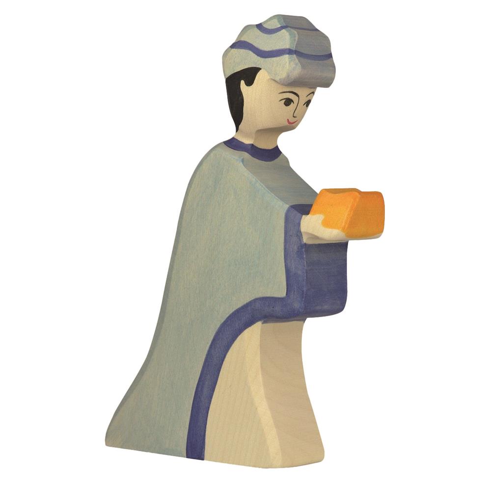 Holztiger Holzfigur - Caspar, blau, Krippenfigur, Holzspielzeug, ab 3 Jahren