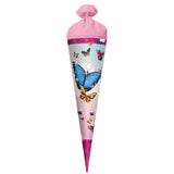 Roth Schultüte Butterfly, 70cm, rund, Rot(h)-Spitze, Filzverschluss, Glitter