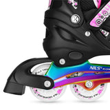 NILS EXTREME NH10905 4in1 LED Inliner Schlittschuhe Rollschuhe Gr. 35-38, Pink-Rainbow, verstellbar