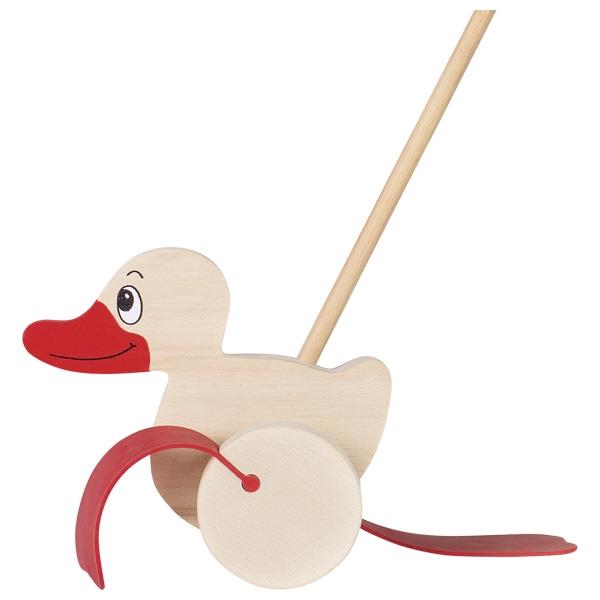 Goki Schiebetier Ente, Holzspielzeug für Kleinkinder