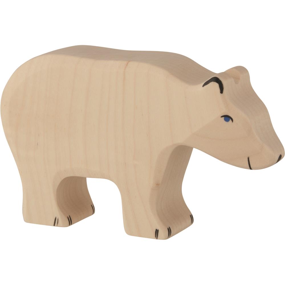 Holztiger Holzfigur - Eisbär, fressend, Holzspielzeug, ab 3 Jahren