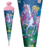 Roth Schultüte Magische Einhornreiterin, 70cm, rund, Rot(h)-Spitze, Filzverschluss, Glitter