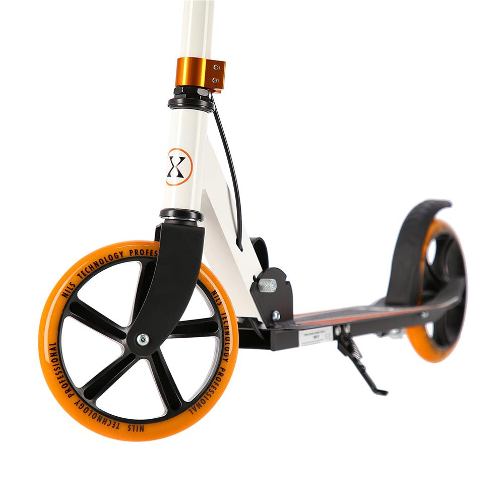 NILS EXTREME HM0107 City Scooter Weiß-Orange, Freizeitroller, ABEC-7, Handbremse, bis 100 kg