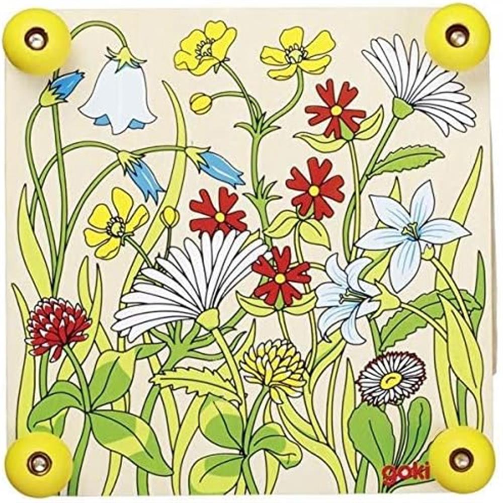 Goki Blumenpresse Frühlingswiese - Lernspielzeug (Natur), zum Blätter pressen für Hebarium