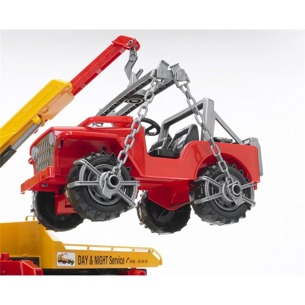 Bruder 02750 - MAN TGA Abschlepp-LKW mit Geländewagen, 1:16