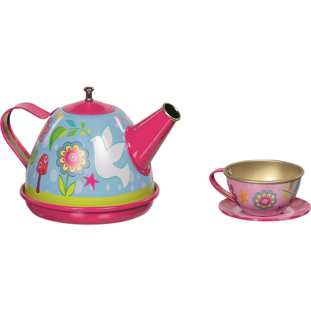 goki Teeservice Funky Flowers aus Metall 14 Teile, für Kinder ab 2 Jahren