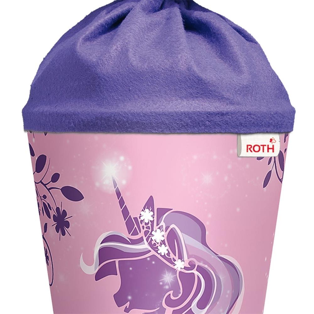 Roth Schultüte Einhorn Purple Unicorn, 70cm, rund, Rot(h)-Spitze, Filzverschluss, Glitter